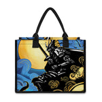 Blue Sky And Golden Sun Samurai Print Canvas Tote Bag