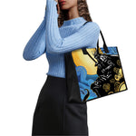 Blue Sky And Golden Sun Samurai Print Canvas Tote Bag