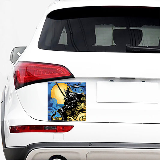 Blue Sky And Golden Sun Samurai Print Car Sticker