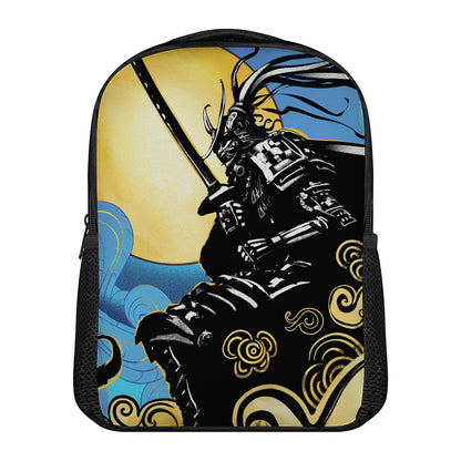 Blue Sky And Golden Sun Samurai Print Casual Backpack