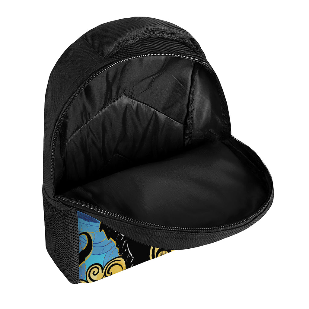 Blue Sky And Golden Sun Samurai Print Casual Backpack