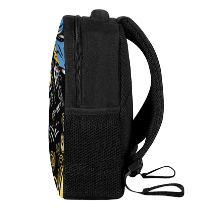 Blue Sky And Golden Sun Samurai Print Casual Backpack