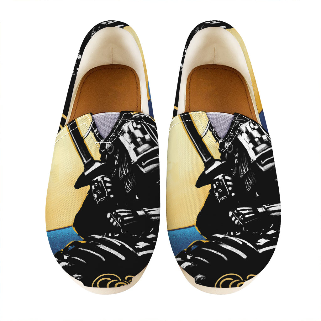 Blue Sky And Golden Sun Samurai Print Casual Shoes