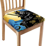 Blue Sky And Golden Sun Samurai Print Chair Cushion Cover