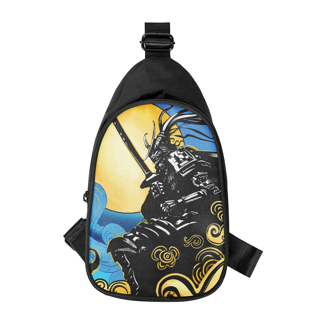 Blue Sky And Golden Sun Samurai Print Chest Bag