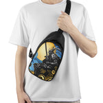 Blue Sky And Golden Sun Samurai Print Chest Bag