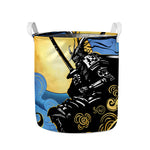 Blue Sky And Golden Sun Samurai Print Collapsible Laundry Basket