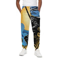 Blue Sky And Golden Sun Samurai Print Cotton Sweatpants
