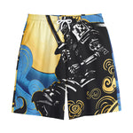 Blue Sky And Golden Sun Samurai Print Cotton Shorts