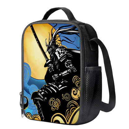 Blue Sky And Golden Sun Samurai Print Crossbody Lunch Bag