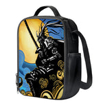 Blue Sky And Golden Sun Samurai Print Crossbody Lunch Bag