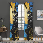Blue Sky And Golden Sun Samurai Print Curtain