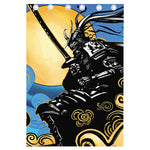 Blue Sky And Golden Sun Samurai Print Curtain
