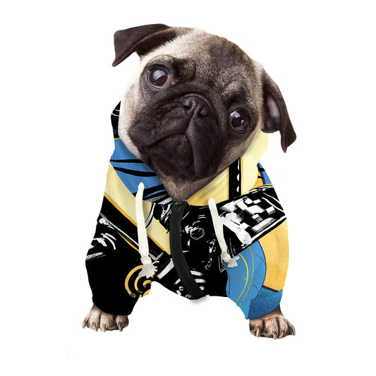 Blue Sky And Golden Sun Samurai Print Dog Zip Up Hoodie