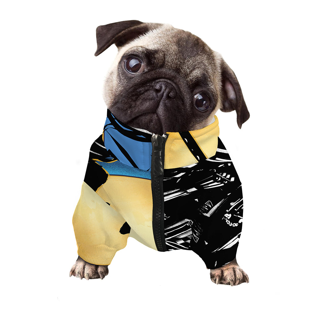 Blue Sky And Golden Sun Samurai Print Dog Zip Up Jacket