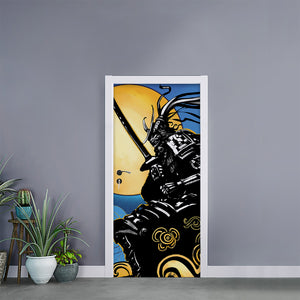 Blue Sky And Golden Sun Samurai Print Door Sticker