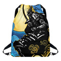 Blue Sky And Golden Sun Samurai Print Drawstring Backpack