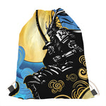 Blue Sky And Golden Sun Samurai Print Drawstring Bag