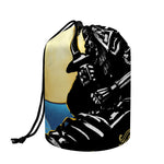 Blue Sky And Golden Sun Samurai Print Drawstring Makeup Bag