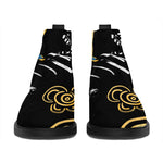 Blue Sky And Golden Sun Samurai Print Flat Ankle Boots