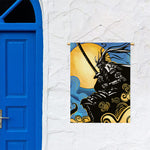 Blue Sky And Golden Sun Samurai Print Garden Flag