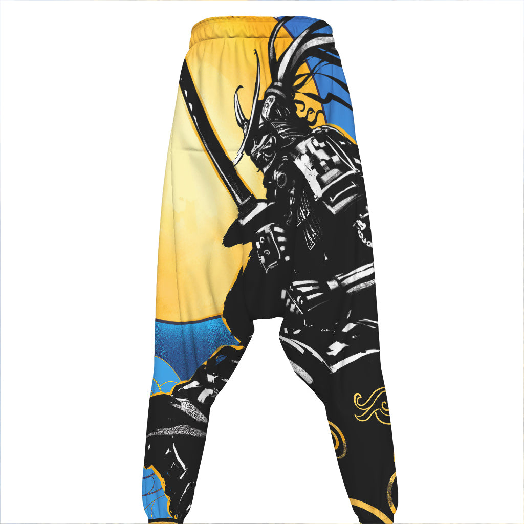 Blue Sky And Golden Sun Samurai Print Hammer Pants