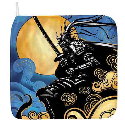Blue Sky And Golden Sun Samurai Print Hand Towel
