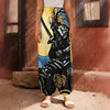 Blue Sky And Golden Sun Samurai Print Harem Pants