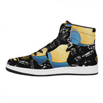 Blue Sky And Golden Sun Samurai Print High Top Leather Sneakers