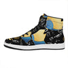 Blue Sky And Golden Sun Samurai Print High Top Leather Sneakers