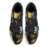 Blue Sky And Golden Sun Samurai Print High Top Leather Sneakers