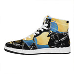 Blue Sky And Golden Sun Samurai Print High Top Leather Sneakers