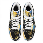 Blue Sky And Golden Sun Samurai Print High Top Leather Sneakers