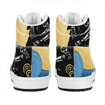 Blue Sky And Golden Sun Samurai Print High Top Leather Sneakers