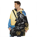 Blue Sky And Golden Sun Samurai Print Hoodie Blanket