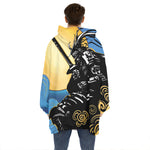 Blue Sky And Golden Sun Samurai Print Hoodie Blanket