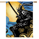 Blue Sky And Golden Sun Samurai Print House Flag