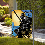Blue Sky And Golden Sun Samurai Print House Flag