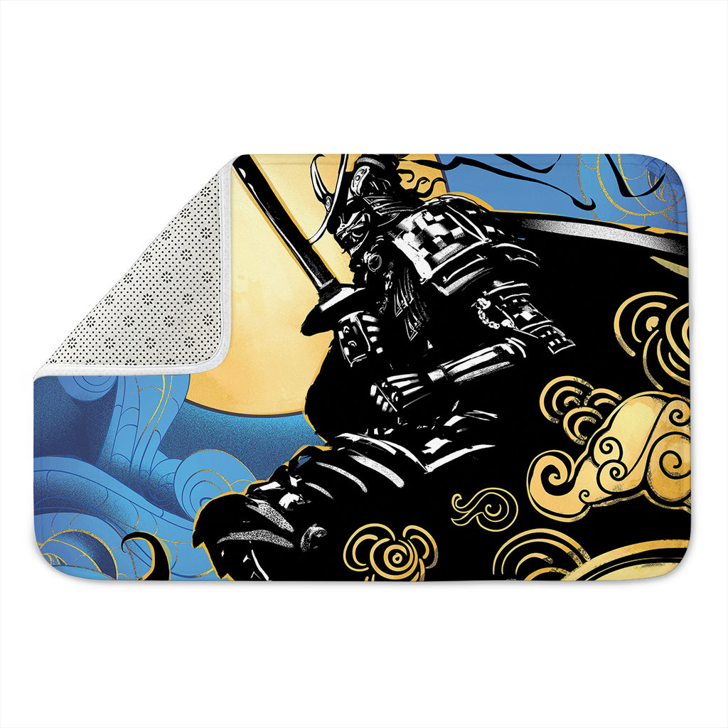Blue Sky And Golden Sun Samurai Print Indoor Door Mat