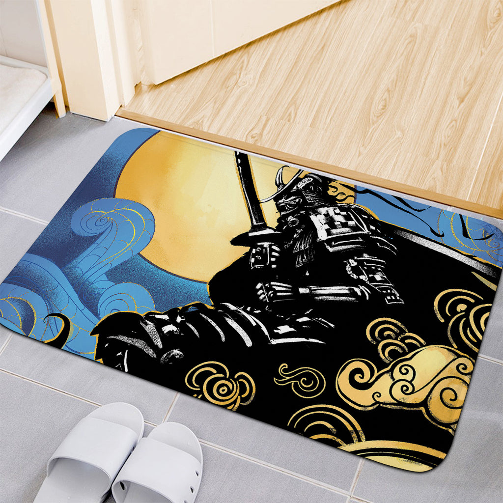 Blue Sky And Golden Sun Samurai Print Indoor Door Mat