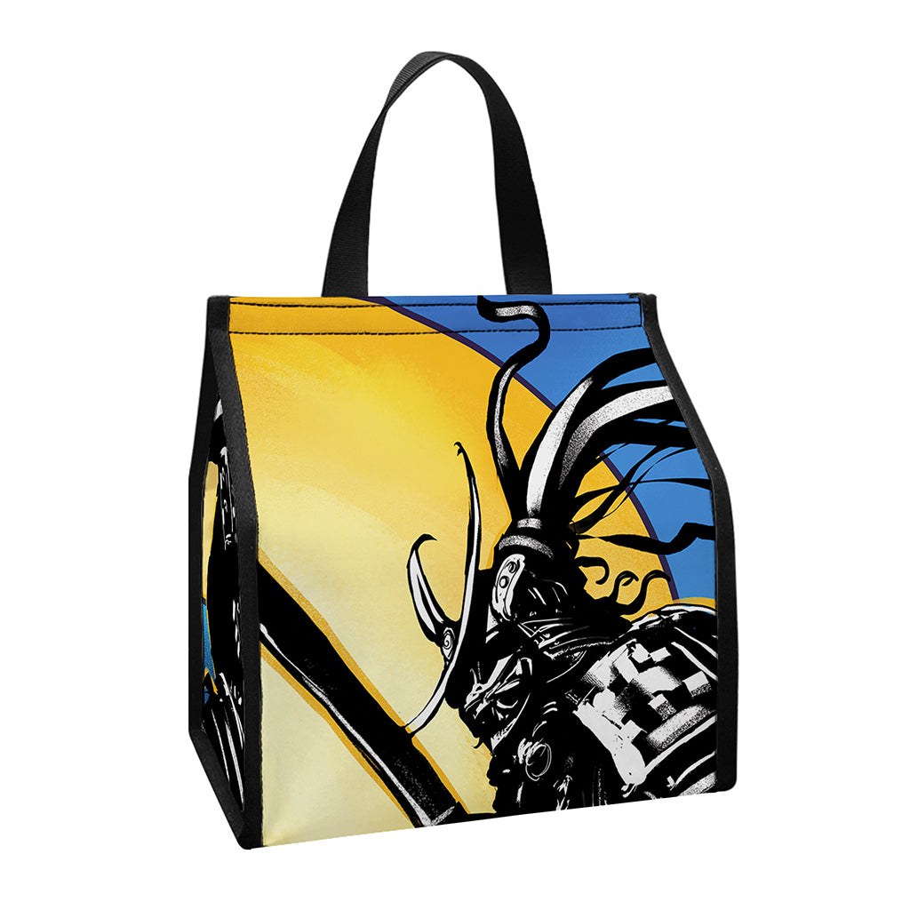Blue Sky And Golden Sun Samurai Print Insulated Lunch Tote