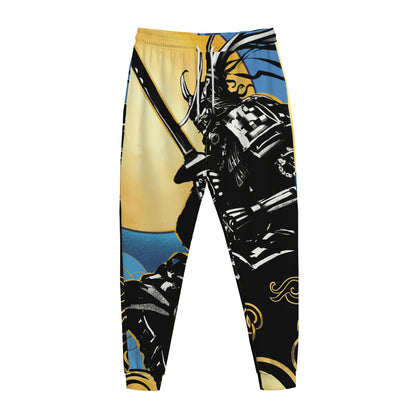 Blue Sky And Golden Sun Samurai Print Jogger Pants
