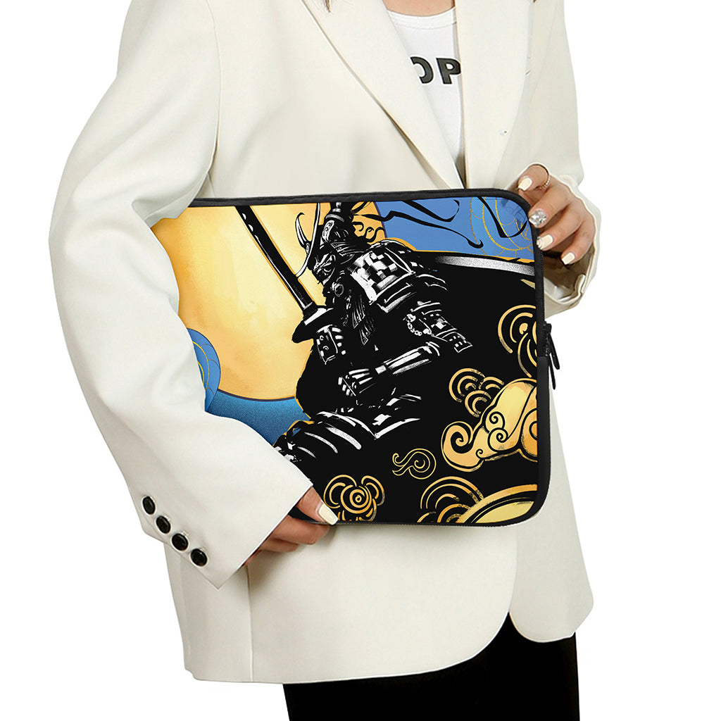 Blue Sky And Golden Sun Samurai Print Laptop Sleeve