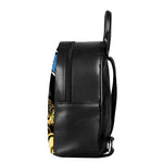 Blue Sky And Golden Sun Samurai Print Leather Backpack