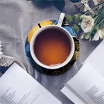 Blue Sky And Golden Sun Samurai Print Leather Coaster Set