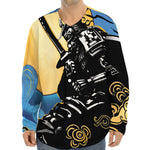 Blue Sky And Golden Sun Samurai Print Long Sleeve Baseball Jersey