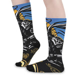 Blue Sky And Golden Sun Samurai Print Long Socks