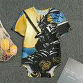 Blue Sky And Golden Sun Samurai Print Men's Bodysuit
