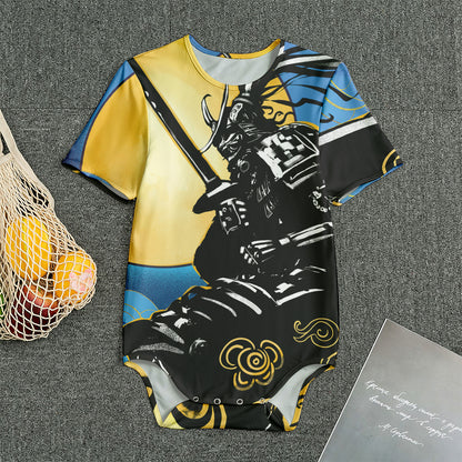 Blue Sky And Golden Sun Samurai Print Men's Bodysuit