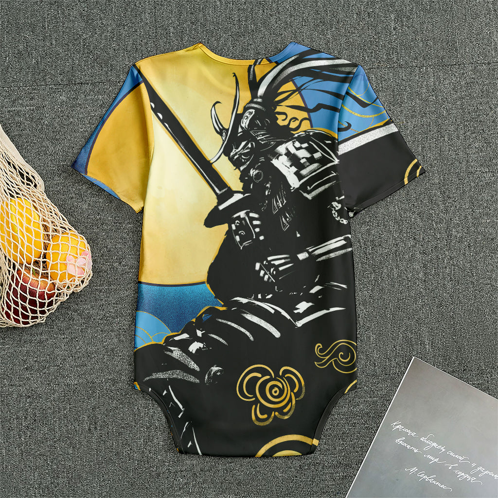 Blue Sky And Golden Sun Samurai Print Men's Bodysuit